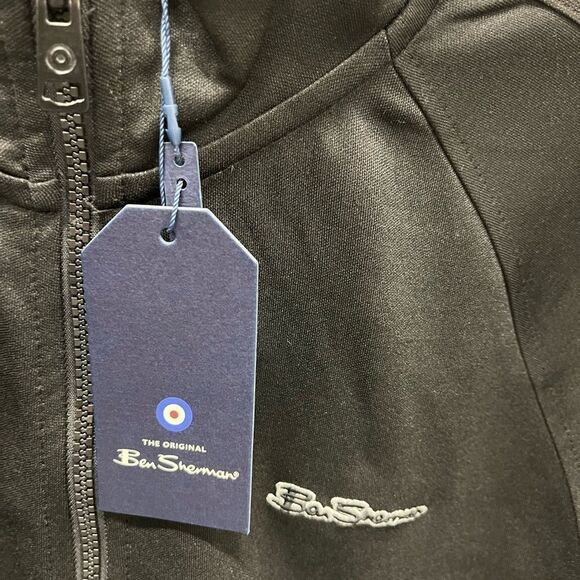 $99 Ben Sherman Striped Varsity retro Track Suit jacket Black NEW Sweatshirt - Picture 3 of 5
